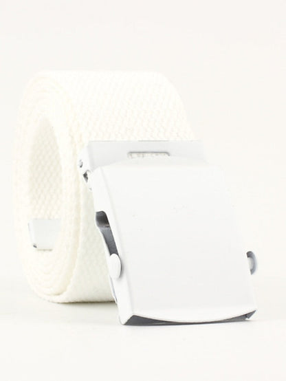Unisex Web Belt Canvas Sliding Buckle Plain Casual Classic Party Daily Violet Green White Black for Women