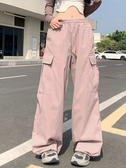 Street Pockets Drawstring Cargo Pants