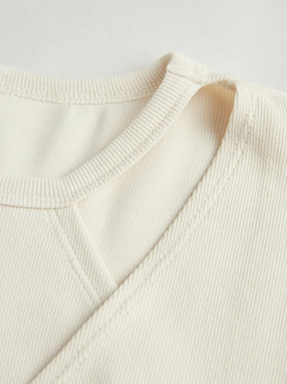 Cutout Irregular Neckline Long Sleeve Tee