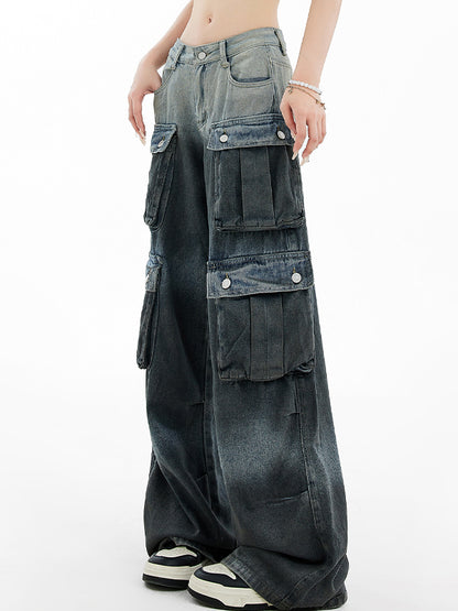 Loose slim gradient design Cargo Jeans