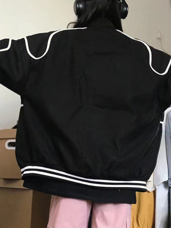 Street Print Splice Varsity Jacket