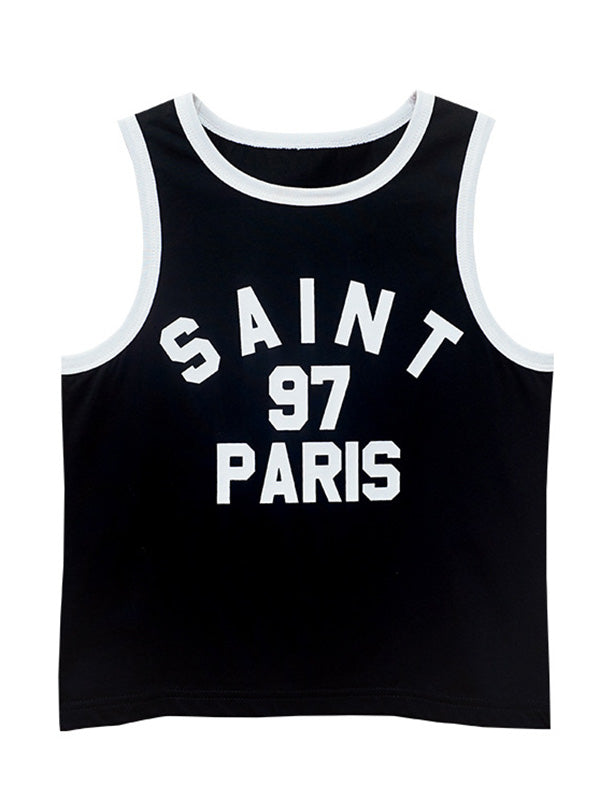 Contrast Letter Printed Short Tank Top