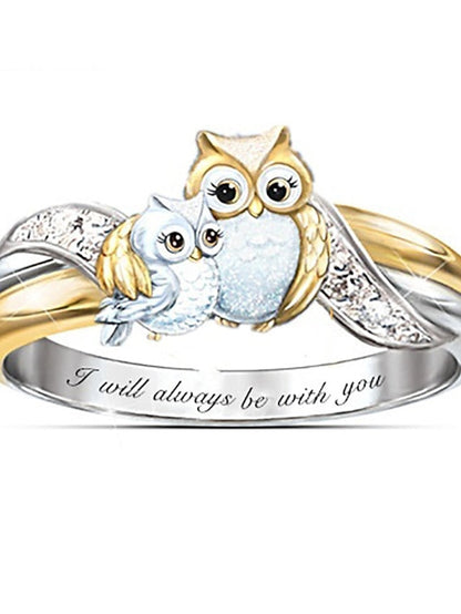 women declaration ring mom loves you forever inlaid zircon female ring turtle owl flower unicorn ring women girls gift jewelry (dolphin, 6) for Women