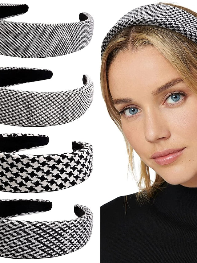 4pcs Girls' Headbands Leather Headband for Women - 4Pcs Wide Headbands Fashion Thick Hair Head Bands Diademas Para Mujer De Moda Hair Accessories for Women