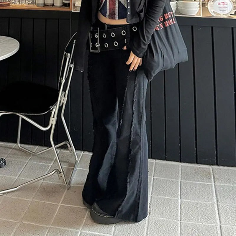 Studded Waistband Black Pants