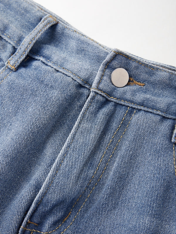 Vintage Wash Loose Ripped Jeans