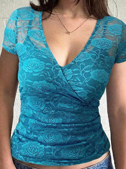 Lace Panels Short Sleeve