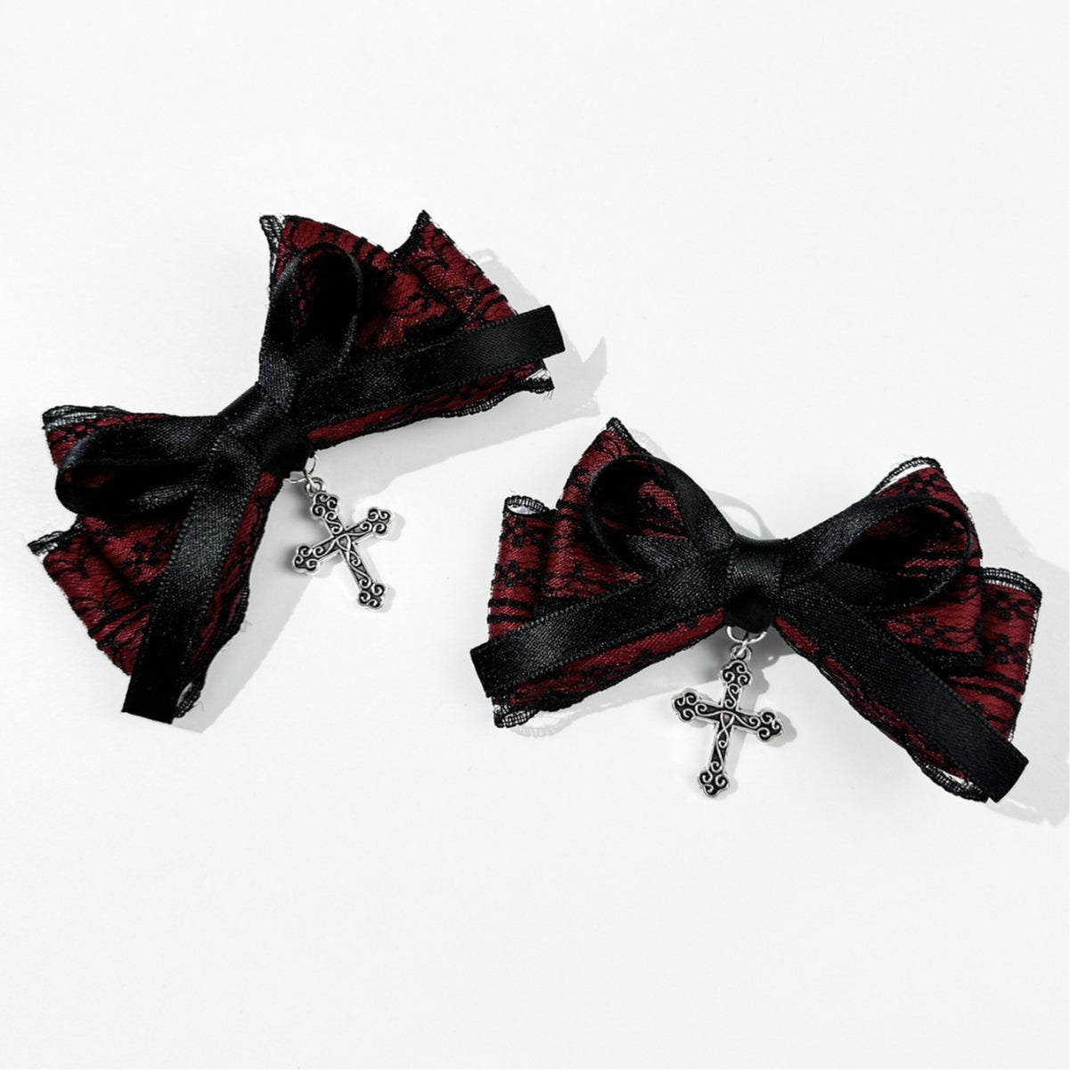 Dark Sweet Cool Lace Cross Bow Hair ACCS