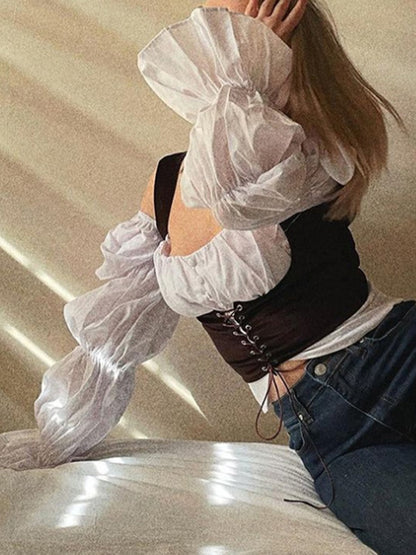 Crossover Tie Up Corset Top