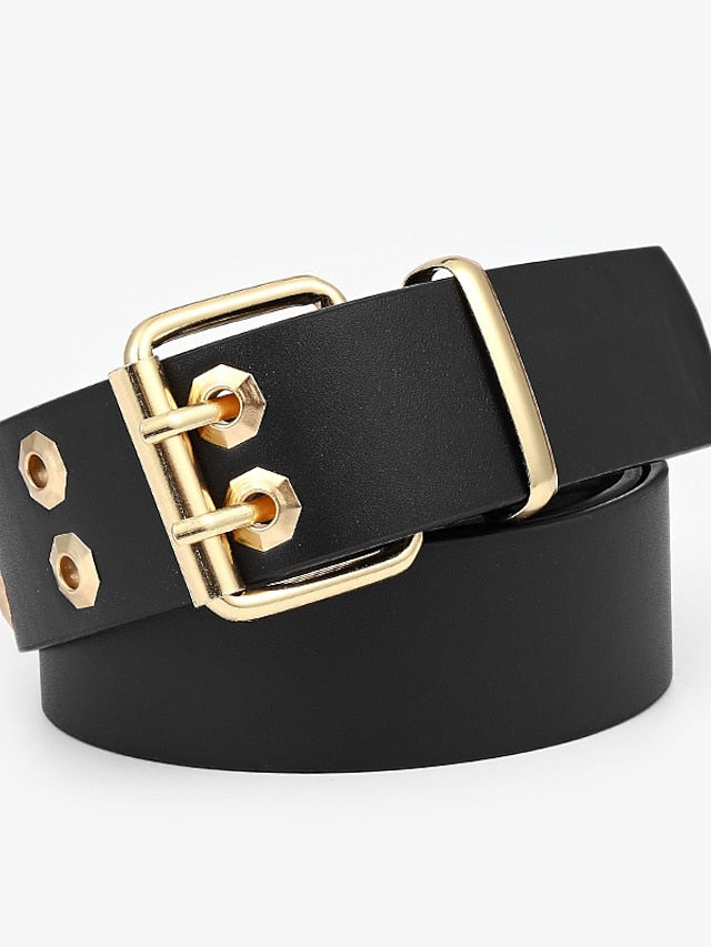 Unisex PU Buckle Belt PU Leather Metal Bucke Eyelet Casual Classic Party Daily White Black Yellow Brown for Women