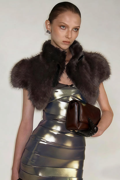 Solid Sexy Fuzzy Cropped Tie-front Vest