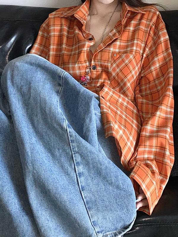 Street Plaid Long Sleeves Shirts