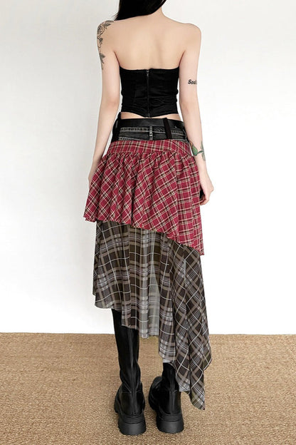 Tartan Wide Waistband Bodycon Skirt