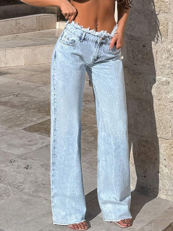 Design-Oriented Niche Fringe Boyfriend Jeans