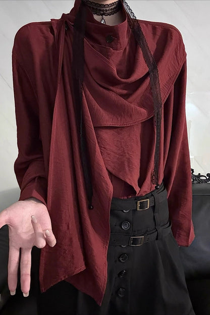 Vintage Asymmetrical Patchwork Blouse