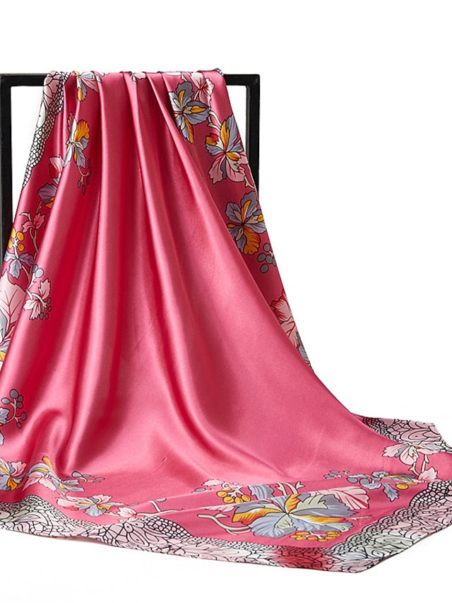 Fashion Shawls Women Daily Bandannas New Print Sunscreen 90X90CM Kerchief Spring Summer Square Silk Scarves for Women