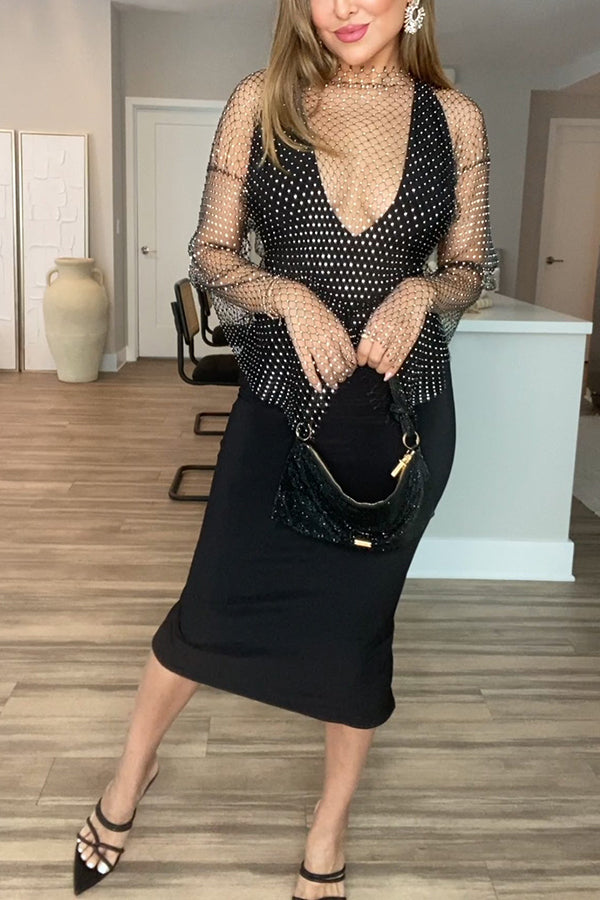 Best Layering Items Mesh Long Bell Sleeve Top