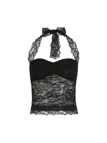 Neck Tie Lace Tank Top