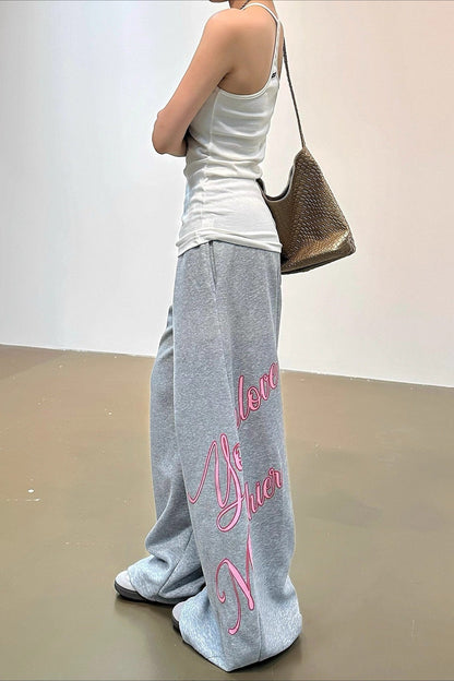 Rhinestone Letter Jazz Dance Wide Leg Pants