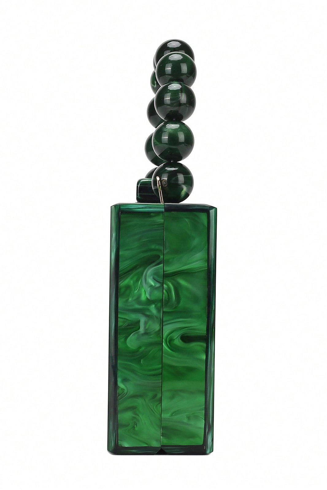 Bolso de mano con cadena de cuentas y diseño jaspeado