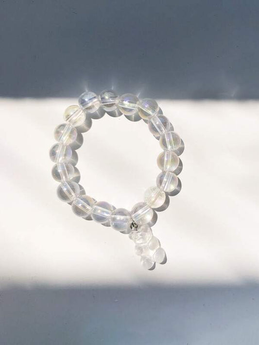 Bear Charm Clear Beaded Bracelet for Women