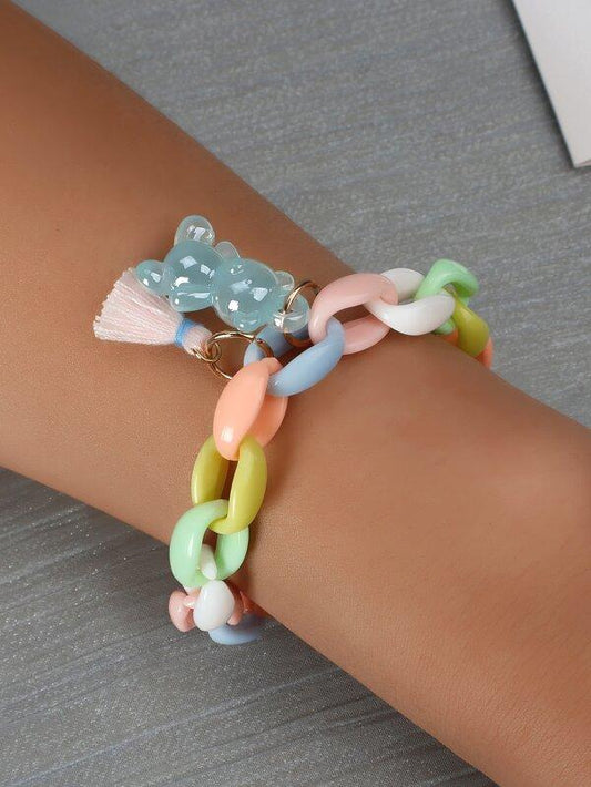 Bear Tassel Charm Bracelet for Women