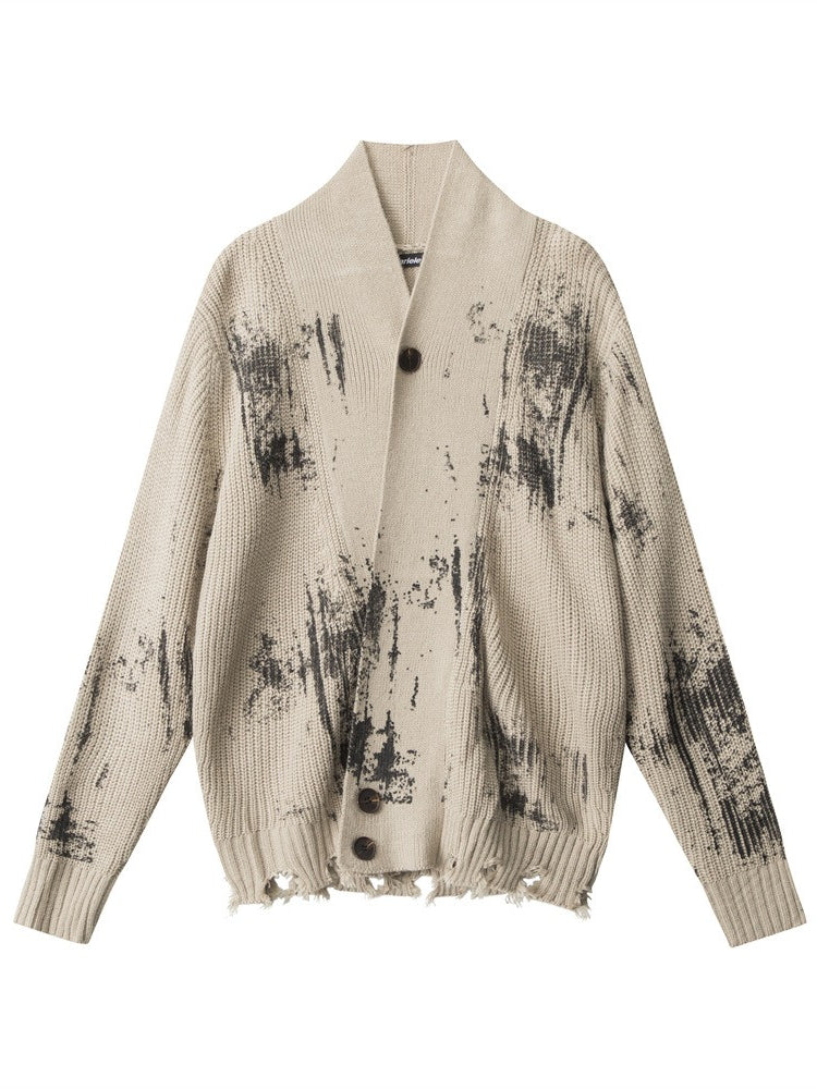 Gothic Tie-Dye Stand Collar Cardigan Sweater