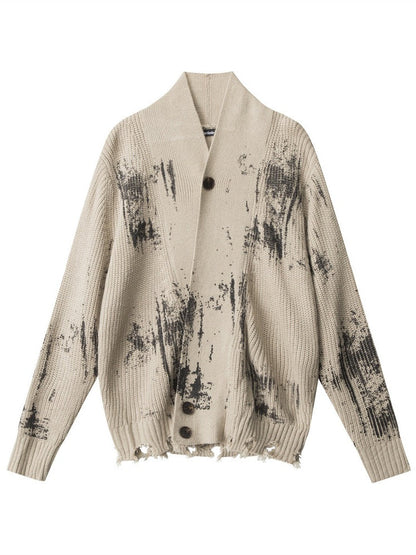 Gothic Tie-Dye Stand Collar Cardigan Sweater