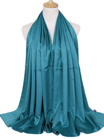 1pcs Women Silk Headscarf Hijab Scarf Long Muslim Shawl Turban Bandana Satin Scarves Head Wraps for Women