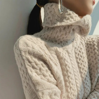 Jersey de cuello alto de punto trenzado para mujer | Ideal para otoño/invierno