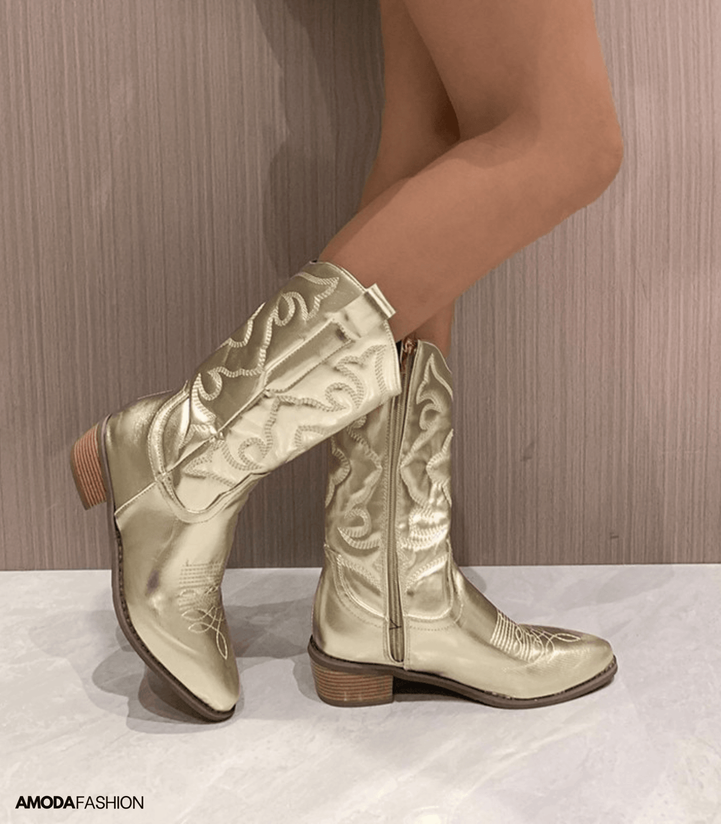 Botines veganos estilo vaquero occidental con tacón liso para mujer | Ideales para el día a día
