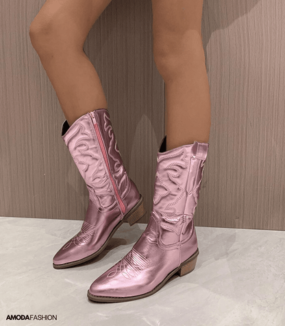 Botines veganos estilo vaquero occidental con tacón liso para mujer | Ideales para el día a día