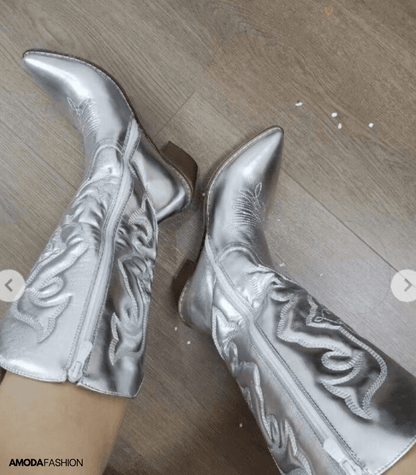 Botines veganos estilo vaquero occidental con tacón liso para mujer | Ideales para el día a día