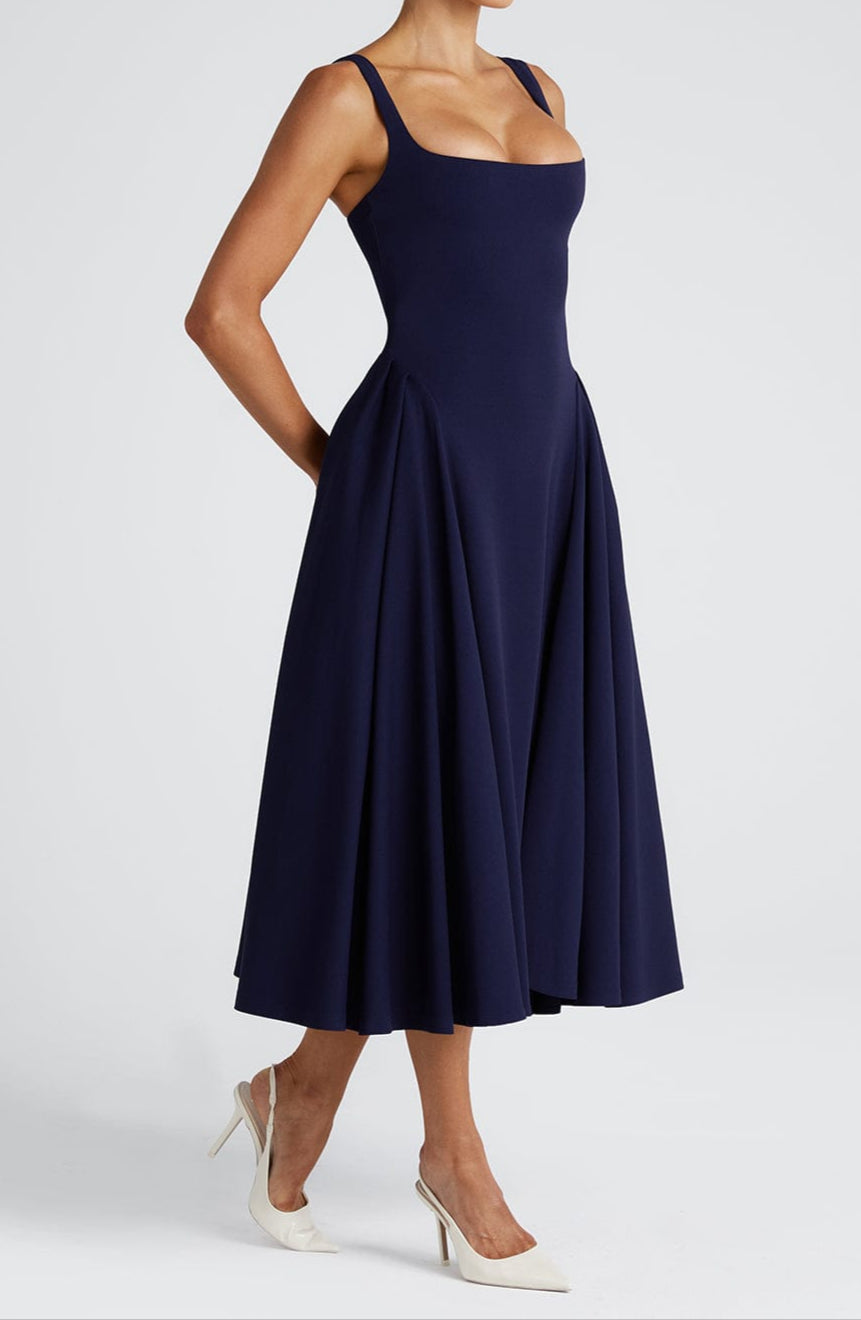 Venice Midi Dress - Navy