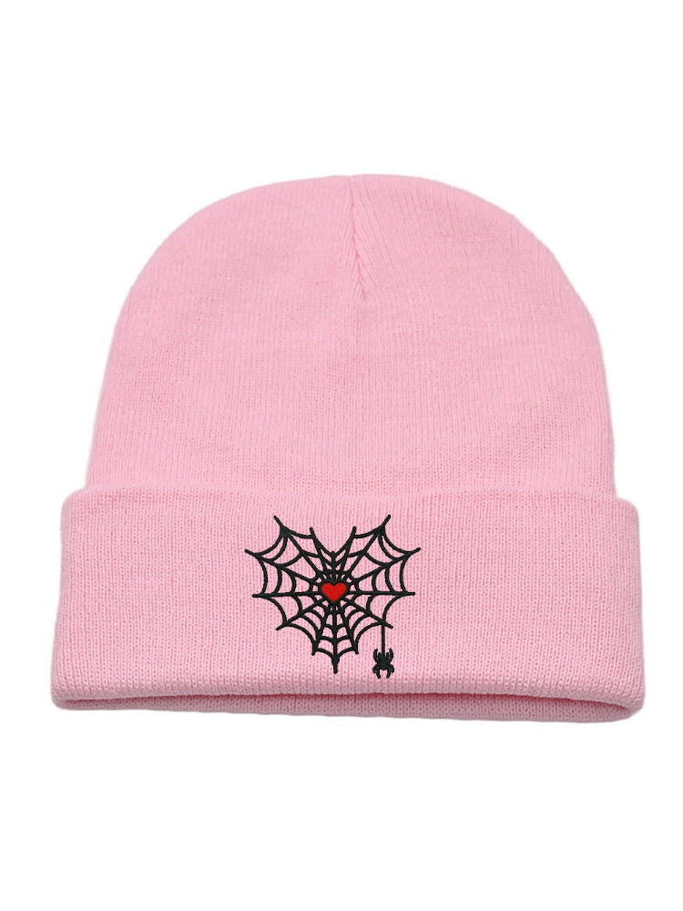 Gothic Spider Web Heart Knit Hat
