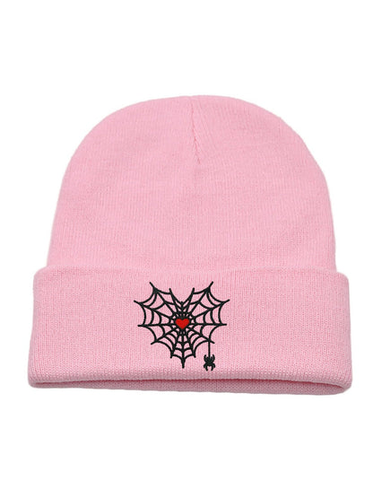 Gothic Spider Web Heart Knit Hat