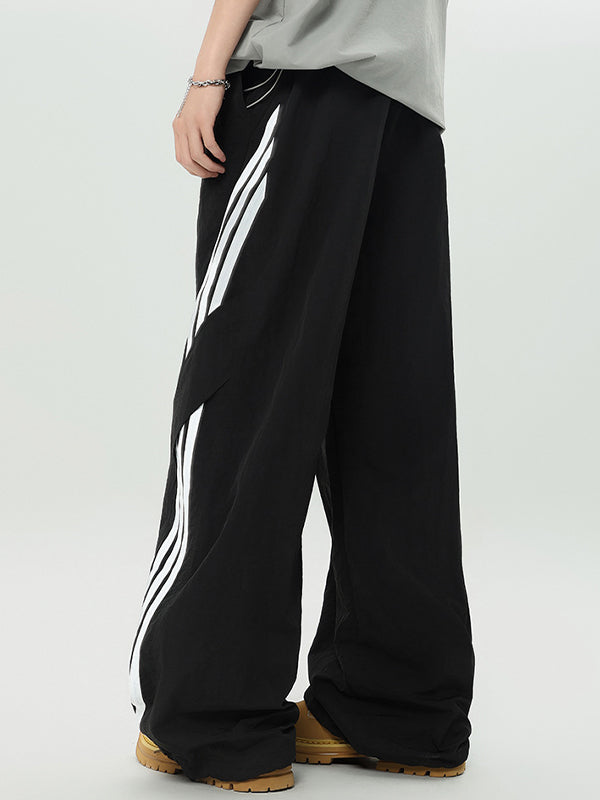 Stripe Print Wide Leg Pants