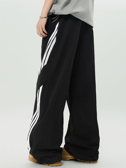 Stripe Print Wide Leg Pants