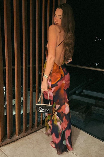 Lace Spaghetti Strap Holiday Maxi Dress