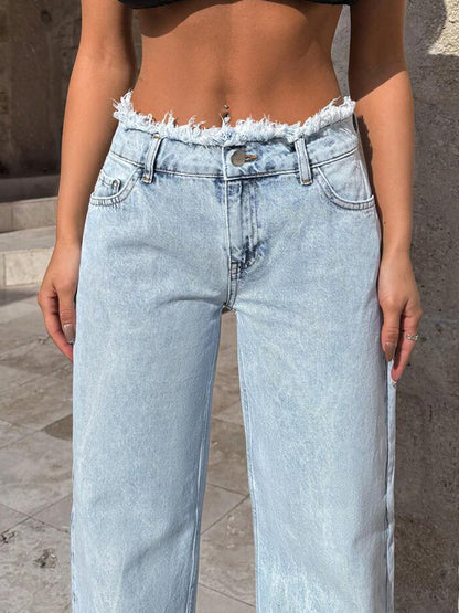 Design-Oriented Niche Fringe Boyfriend Jeans