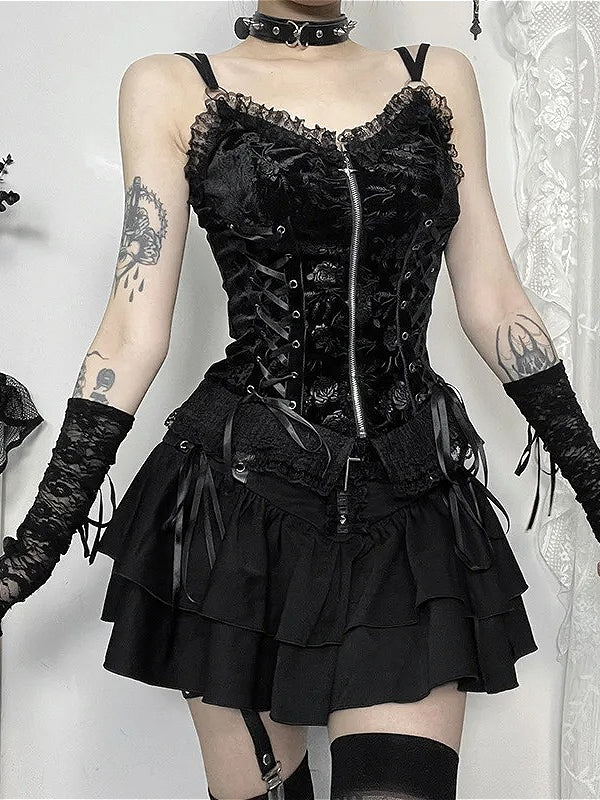 Y2K Grunge High Waist Pleated Skirt