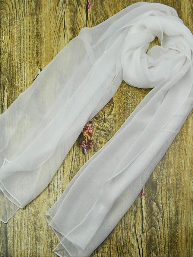 Chiffon Scarf Dailywear Daily Date Red Pink Scarf Pure Color / Basic / Fall / Winter / Spring for Women