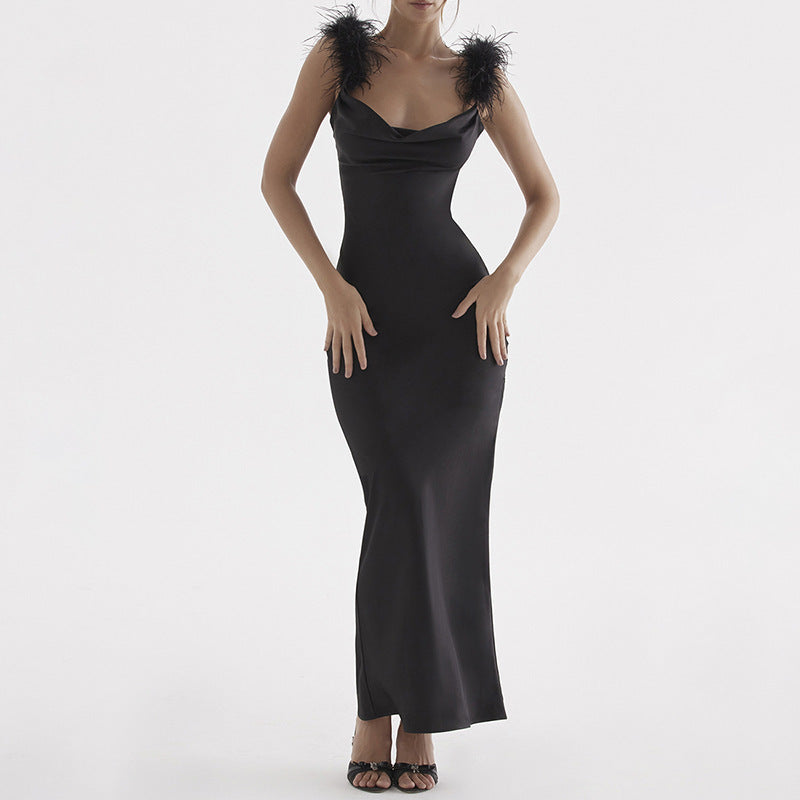 Suspender Neck Long Dress for Women