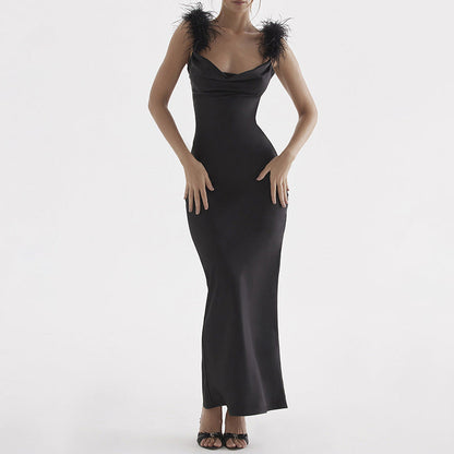 Suspender Neck Long Dress for Women