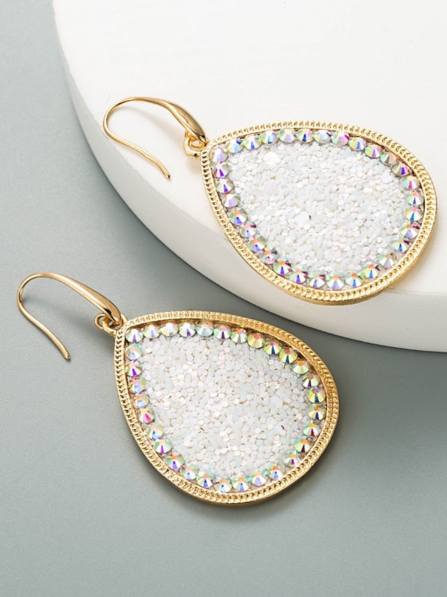 1 Pair Reinstone Sequins Shiny Earrings For Party Evening Daily Prom Alloy Pear Cut for Women