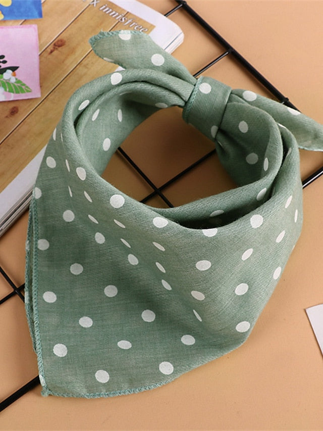Polka Dots Kerchief Pink Green Blue Scarfs Birthday Gift Accessories for Women