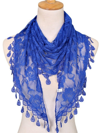 1pcs Solid Triangle Scarf for Church Shawl Catholic Church Prayer Shawl Hollow Floral Spanish Mantilla Lace Veil Wedding Cape for Women for Women