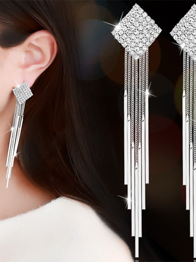 1 Pair Earrings For Girls' Wedding Imitation Diamond Alloy Classic Wedding for Women