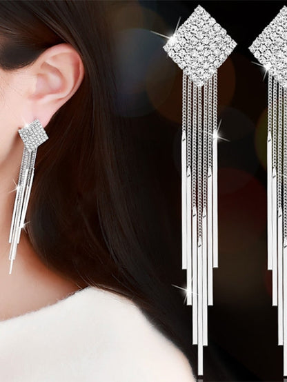 1 Pair Earrings For Girls' Wedding Imitation Diamond Alloy Classic Wedding for Women