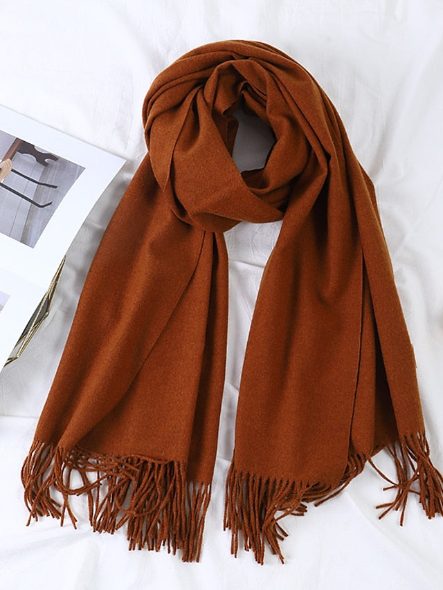 Shawls & Wraps Party Black Scarf Pure Color / Basic / Red / Fall / Winter / Polyester for Women